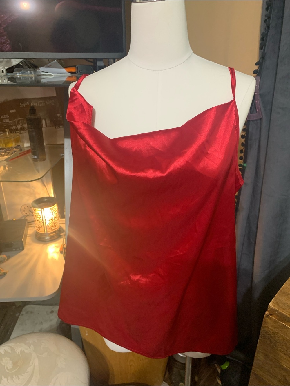BloomChic Red Satin Cowl Cami top